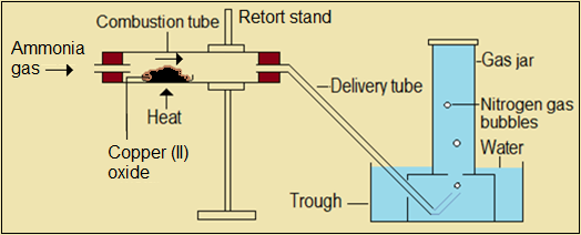 Set-up to react copper (II) with ammonia gas,nitrogen and its compounds,high school chemistry