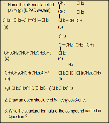  Exercise on alkenes,organic chemistry,high school chemistry